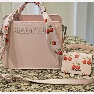 Steve Madden Bevlynn Pink Frost Cherry Satchel Crossbody Bag Wallet